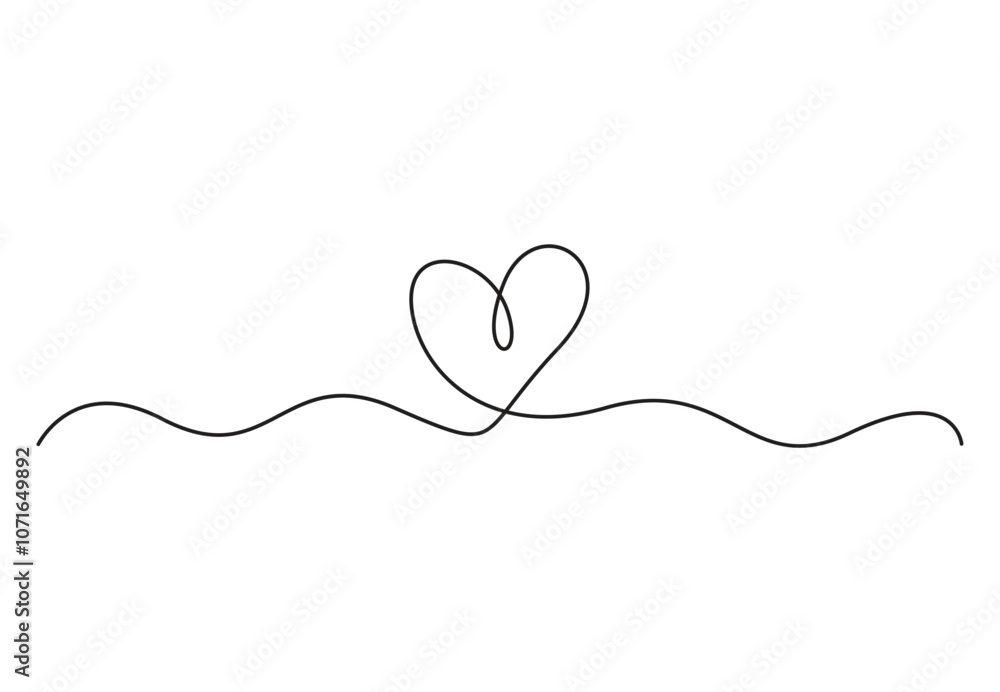 Wall mural Heart. Abstract love symbol. Continuous line drawing vector illustration. Pro vector