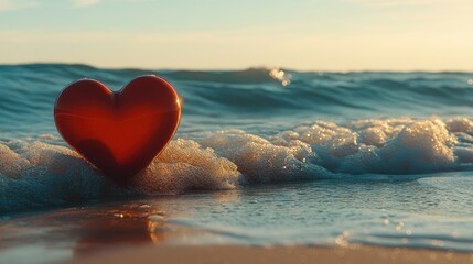 Fototapeta premium Heart on the Beach at Sunset