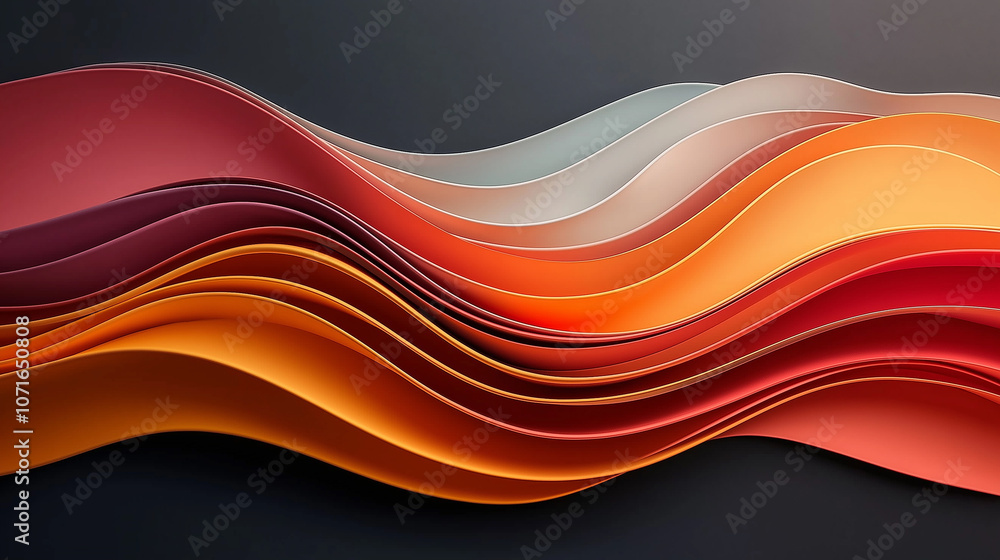 Leinwandbilder abstract background featuring flowing waves in vibrant shades of red, orange, and yellow, creating d