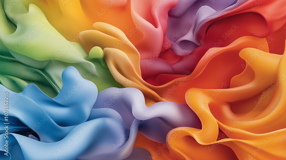 Aufkleber colorful abstract fabric waves create vibrant and dynamic visual experience, showcasing blend of gre