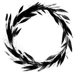 Obraz premium PNG Wreath black art ink.