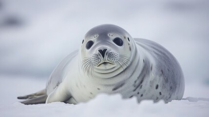 Curious Seal on Icy Background in Natural Habitat