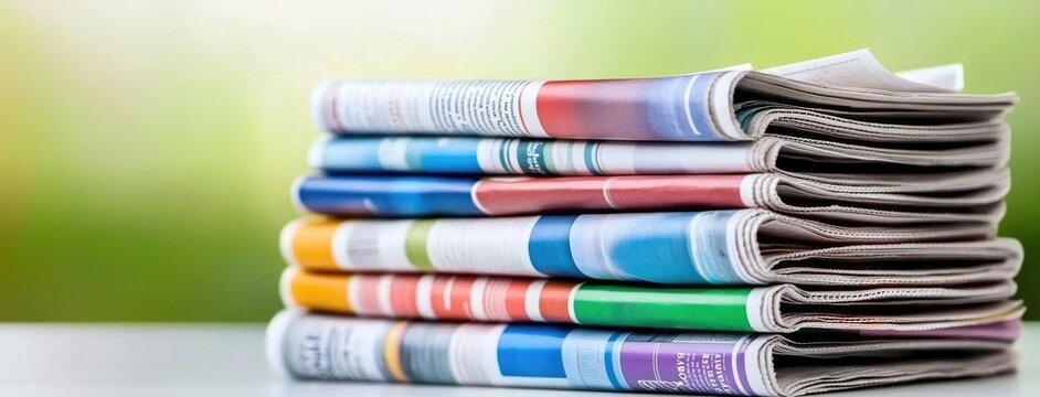 A vibrant collection of newspapers on a table inviting readers to explore trending stories in a blurred background