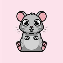 Fototapeta premium Cute Rat Vector, Rat Illustration, Rat Logo, Cute Mouse Vector