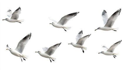 Fototapeta premium A group of doves flying in the sky isolated on transparent or white background