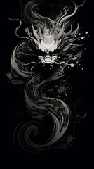 Fototapeta premium A Black and White Image of a Dragon. Generative AI.