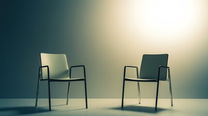 Obraz premium Two chairs facing each other in dimly lit room