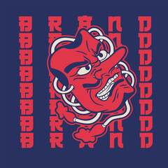 Red tengu mask. Vector illustration in japanese style.