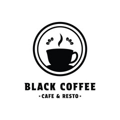 coffee cup logo design concept vintage retro style vector label circle