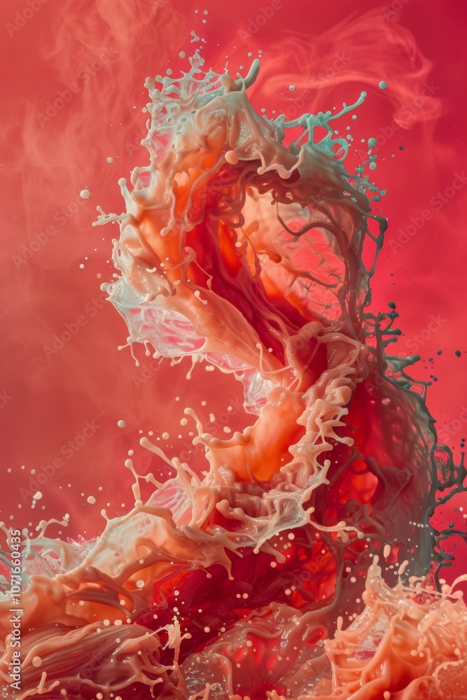 Poster a mesmerizing display of swirling red and orange liquid forms creating a dynamic and abstract compos