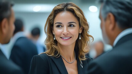 Professional woman engages in meaningful business conversation