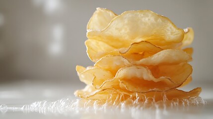 Crunchy potato chips stack perfect for snacking