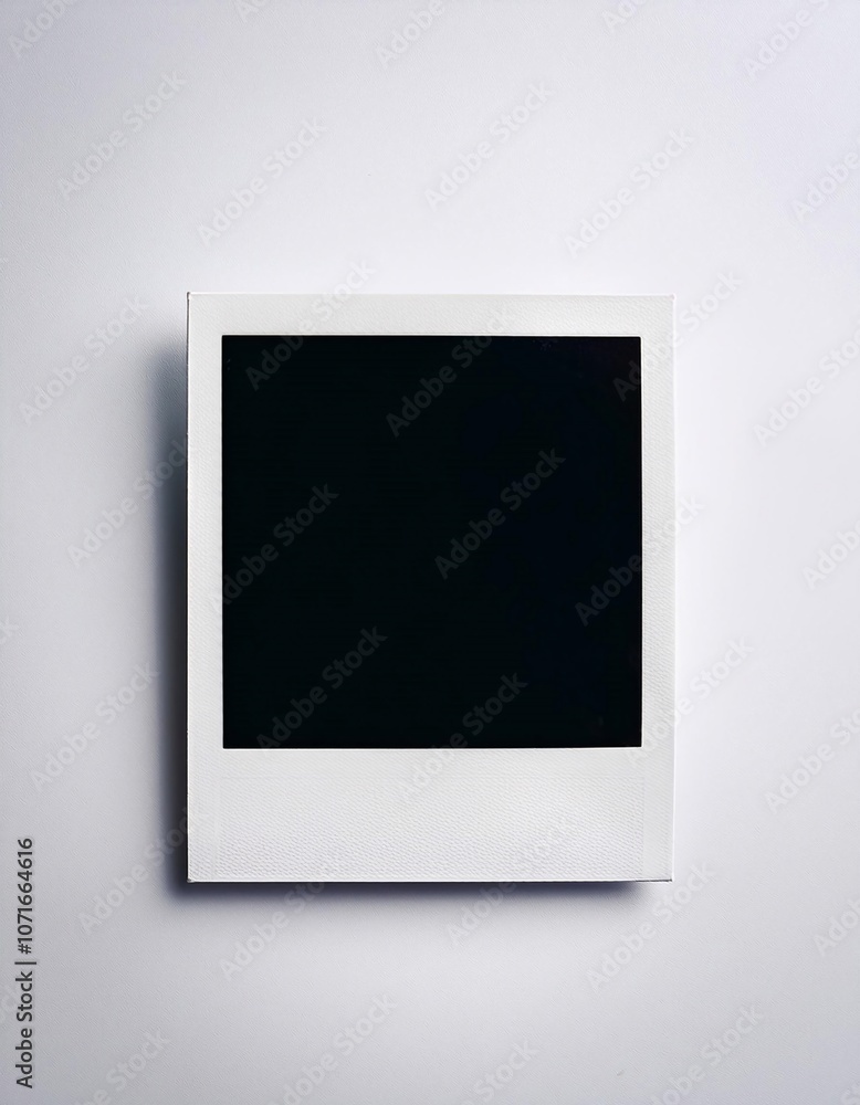 Poster a single instant photo frame on pure empty white background, mockup