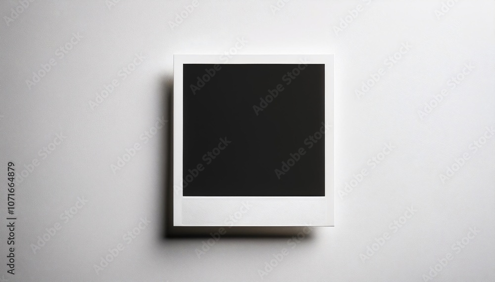 Poster a single instant photo frame on pure empty white background, mockup
