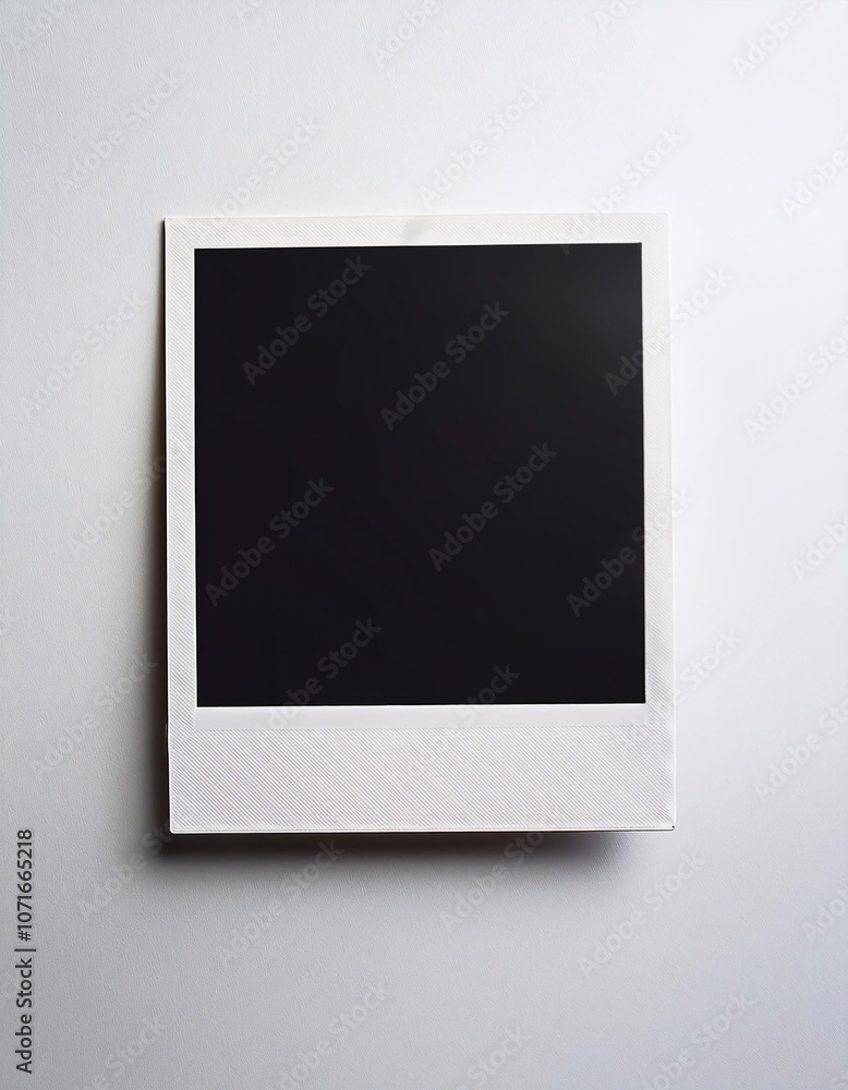Poster a single instant photo frame on pure empty white background, mockup
