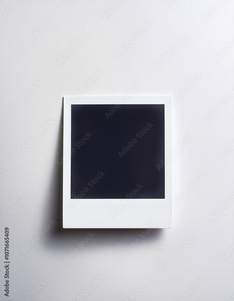 Poster a single instant photo frame on pure empty white background, mockup