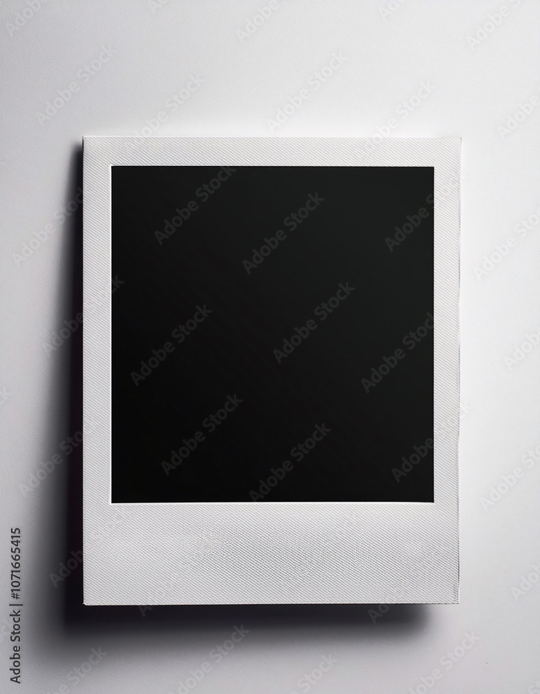 Poster a single instant photo frame on pure empty white background, mockup