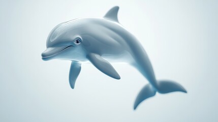Obraz premium Cartoon Dolphin Jumping in Blue Tones Background