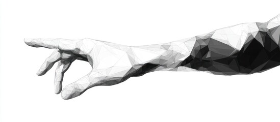 arm or hand or palm is touching something. Low poly black on white