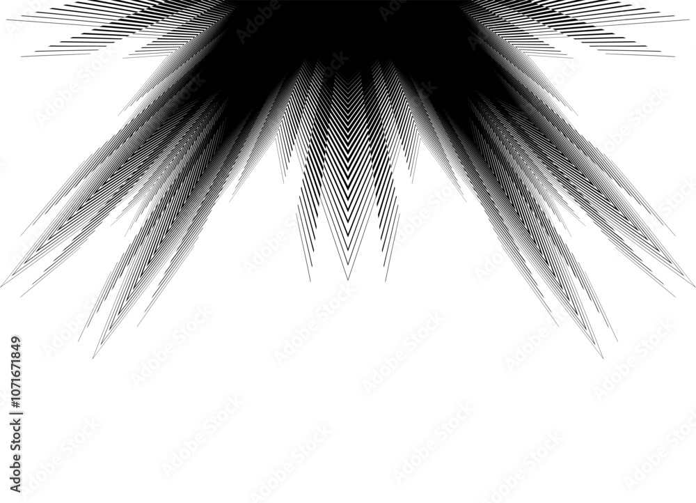 Aufkleber the rays striped vector background with black lines on a white background. modern futuristic pattern