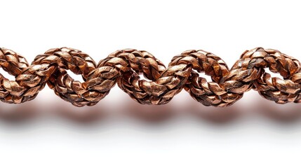 Obraz premium Copper wire coil isolated on white background, tightly wound and detailed texture