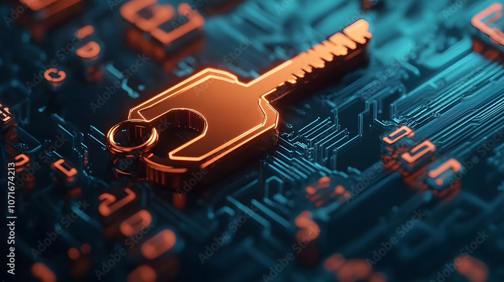 Aufkleber high-tech encryption keys guarding financial assets, fintech, secure access
