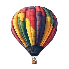 Colorful Hot Air Balloon Watercolor Illustration.