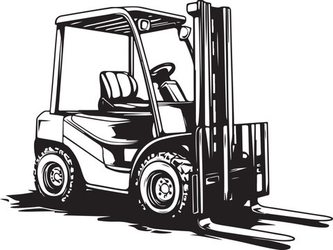 black and white forklift truck clip art preview