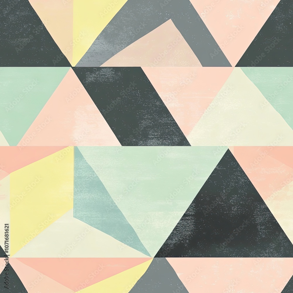 Poster abstract geometric pattern with pastel colors and distressed texture