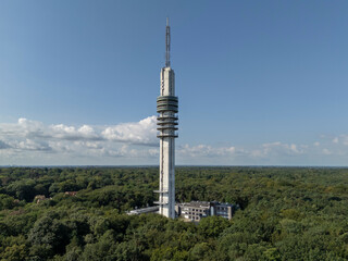 Broadcast TV tower in Hilversum, the Netherlands. Aerial view