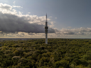 Broadcast TV tower in Hilversum, the Netherlands. Aerial view