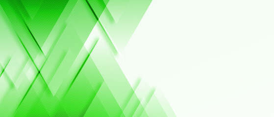 Abstract white and green geometric triangles background