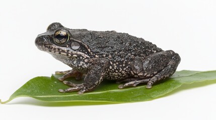 Fototapeta premium Frog Sitting on Leaf with Natural Lighting