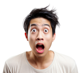 PNG Thai men shock face white background frustration displeased.