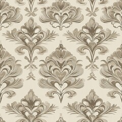 Fototapeta premium Ornate Brown and Beige Floral Wallpaper Pattern