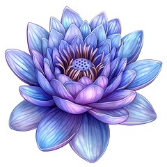 Fototapeta premium Watercolor Illustration of a Blue Lotus Flower.