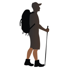 a hiker with backpack vector object