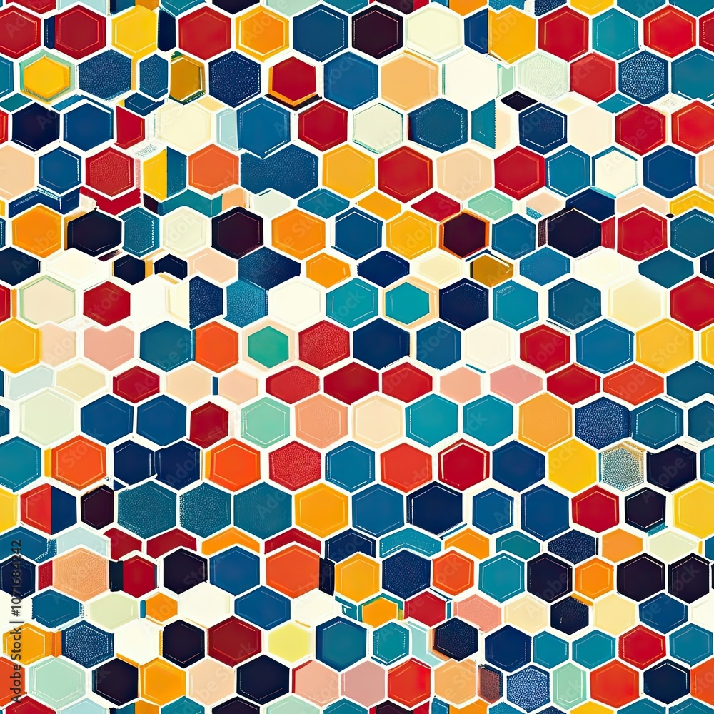 Poster abstract pattern of colorful hexagon tiles