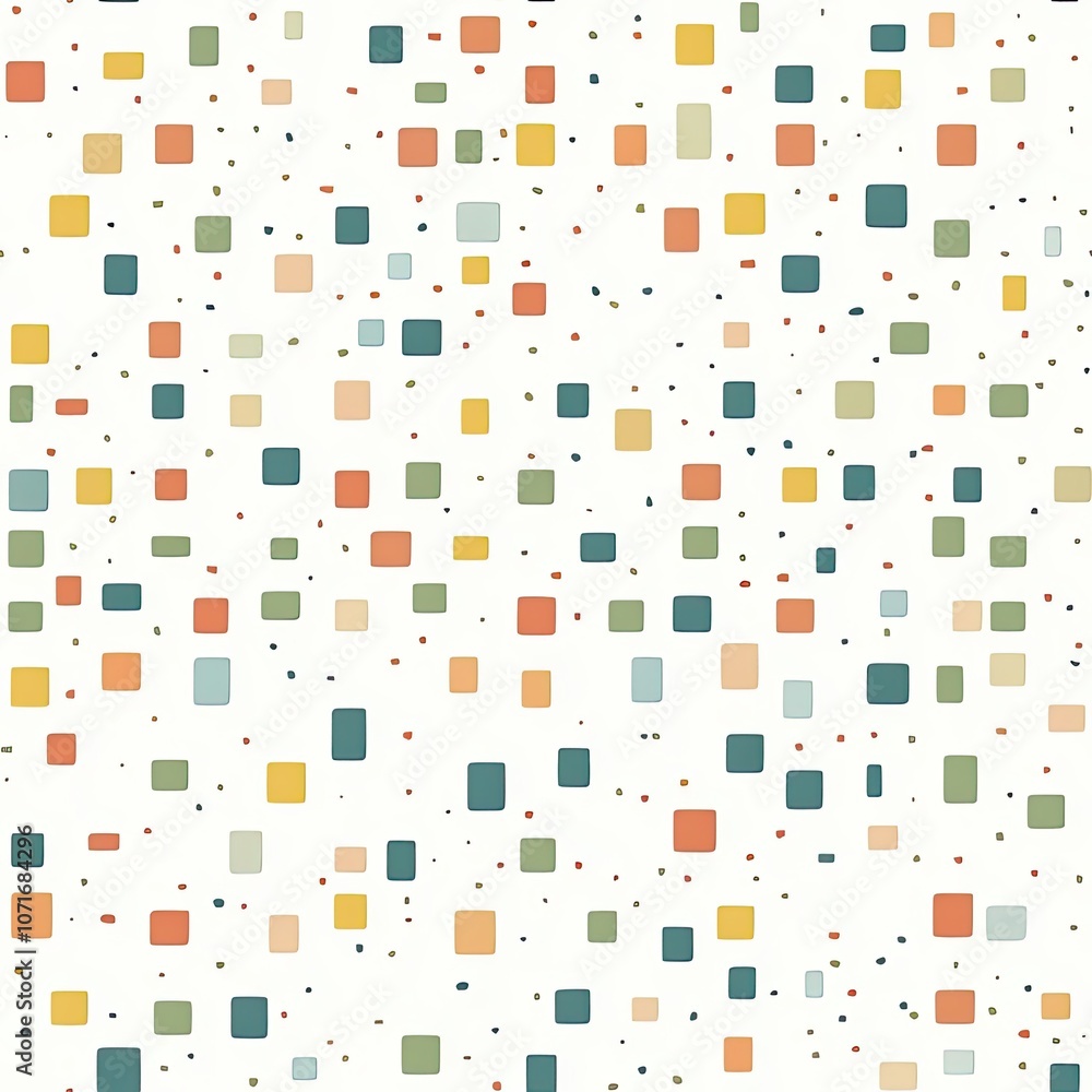 Poster abstract pattern with scattered squares and dots