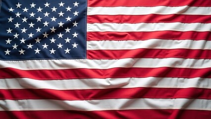 Fototapeta premium American flag with wrinkled fabric scene, patriotic and star-stitched