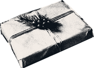 Сlipping from a black and white vintage magazine elements, halftone gift.