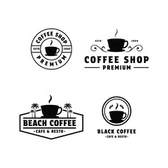 coffee shop logo design vintage style set collection template