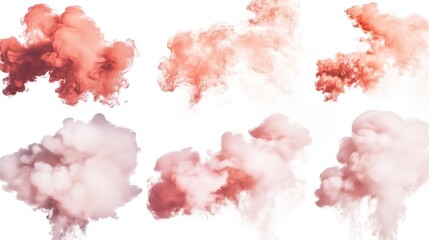 Fototapeta premium set of large smoke clouds in shadows large explosion with thick dust
