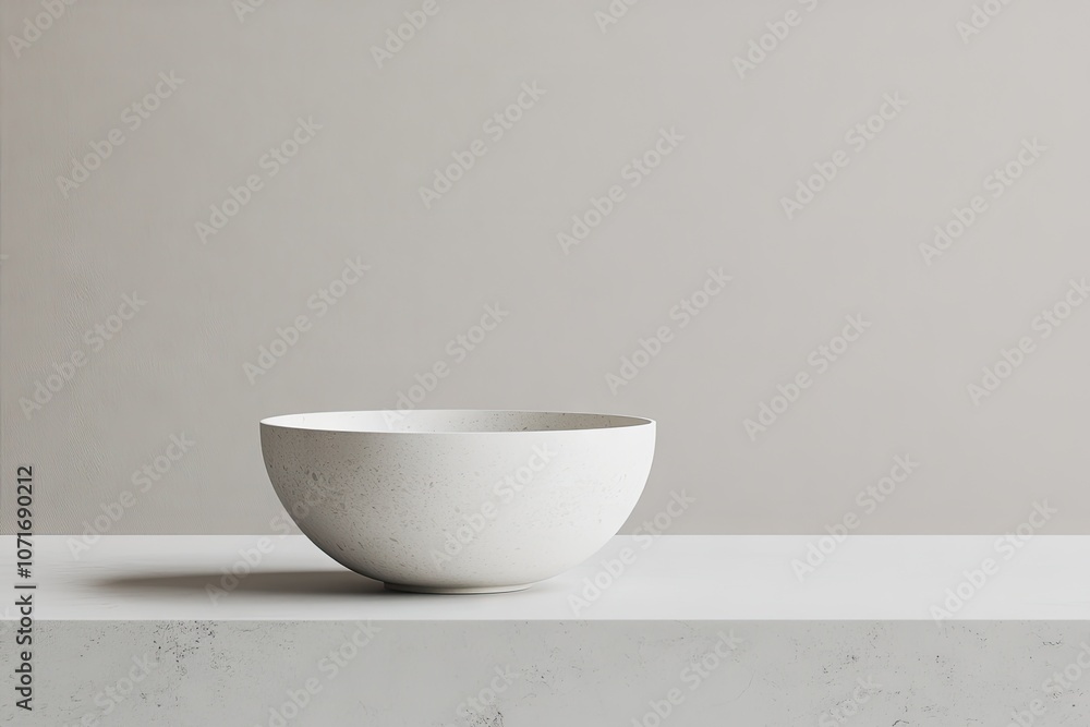 Poster a minimalist bowl on a subtle gray gradient surface captures the elegance of cinquecento design with