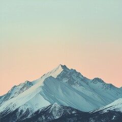 Snow-capped mountain peaks against a pastel sky, evoking tranquility and the beauty of nature's landscapes.