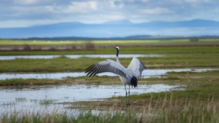 Crane – Wetlands, grasslands, background of open plains and water sources.