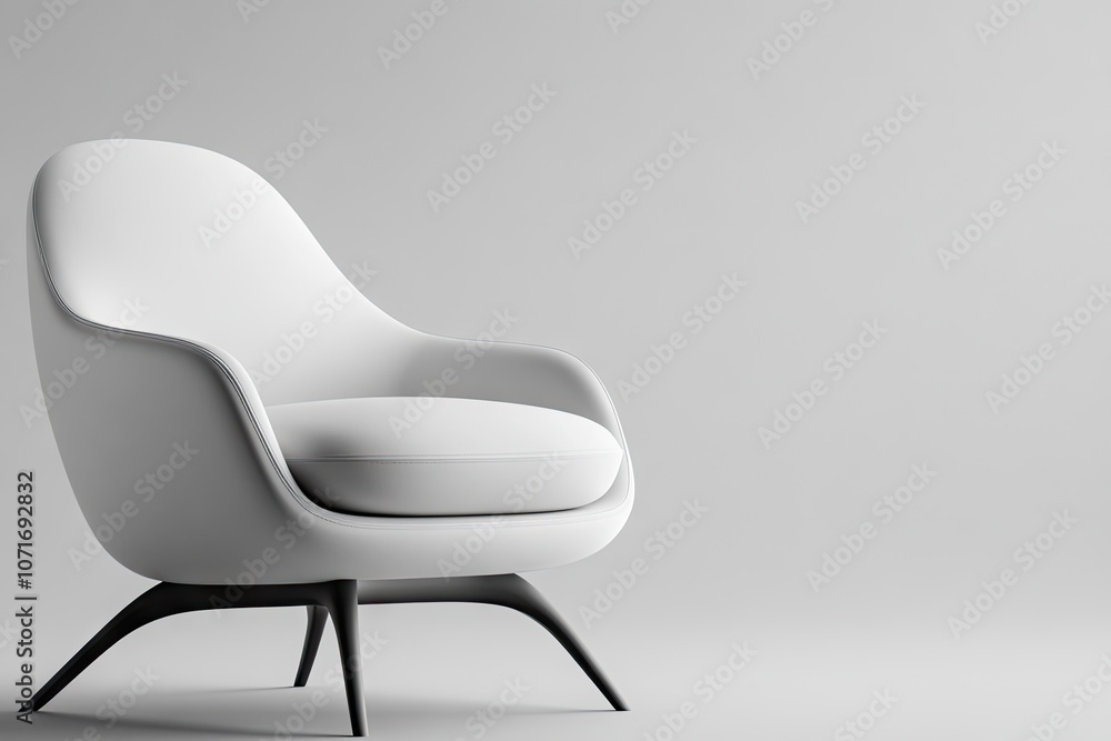 Poster elegance and minimalism in an armchair designed with ephemeral materials against a soft gray gradien