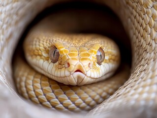 Fototapeta premium A close up of a snake's head peeking out of a hole