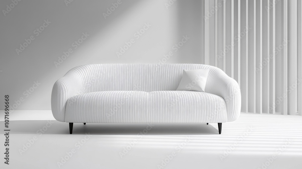 Poster delicate precision of a cinquecento-inspired sofa on a gray gradient background, emphasizing ephemer