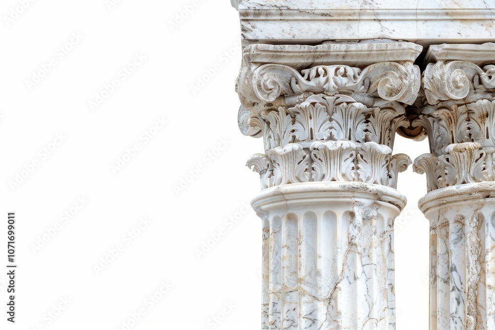 Poster close-up of intricately designed marble columns showcasing classical architecture.
